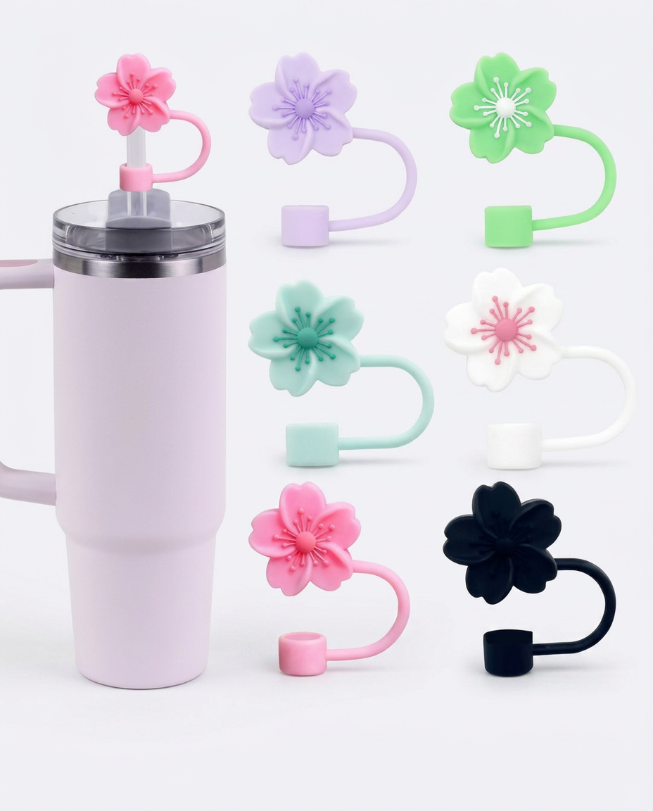 Cherry blossom flower straw toppers from Sippin Pretty